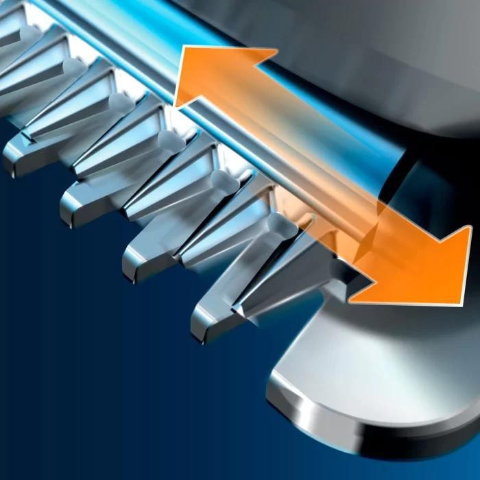 ست اصلاح تریمر فیلیپس مدل MG5730/15 با تیغه استیل ضدزنگ، فناوری DualCut، ضدآب، قابلیت استفاده خشک و مرطوب، باتری با 80 دقیقه زمان استفاده، همراه با 11 سری و شانه قابل تنظیم