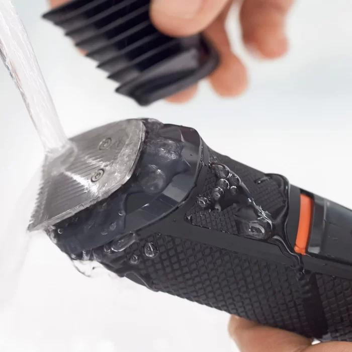 ست اصلاح تریمر فیلیپس مدل MG5730/15 با تیغه استیل ضدزنگ، فناوری DualCut، ضدآب، قابلیت استفاده خشک و مرطوب، باتری با 80 دقیقه زمان استفاده، همراه با 11 سری و شانه قابل تنظیم